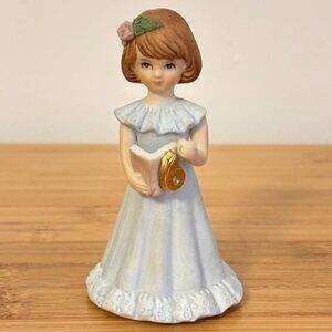 Vintage Enesco Growing Up Precious Moments Brunette Girl Figurine 6th Birthday!
